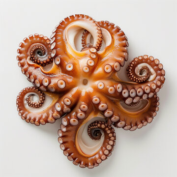 Octopus seafood, studio photography white background with soft lights.