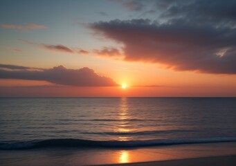 Fototapeta premium Sunset Over Calm Ocean Waves