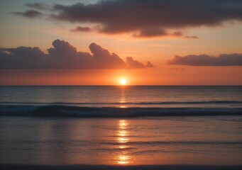 Fototapeta premium Sunset Over Calm Ocean Waves