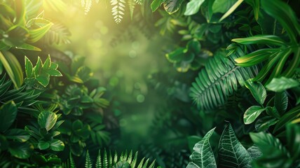 Lush green foliage with sunlight filtering through leaves