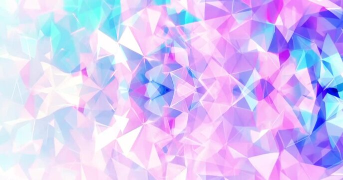 Abstract background of overlapping triangles in shades of pink, blue, and white. Great for modern designs, social media graphics, and website backgrounds.