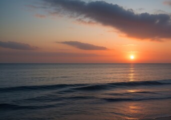 Fototapeta premium Sunset Over Calm Ocean Waves