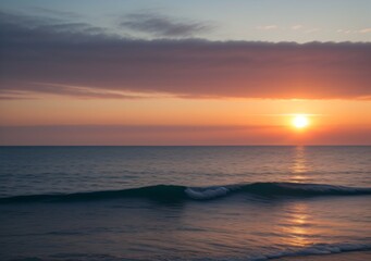 Fototapeta premium Sunset Over Calm Ocean Waves