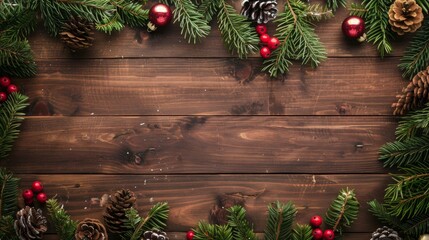 table with Christmas decoration, copy space