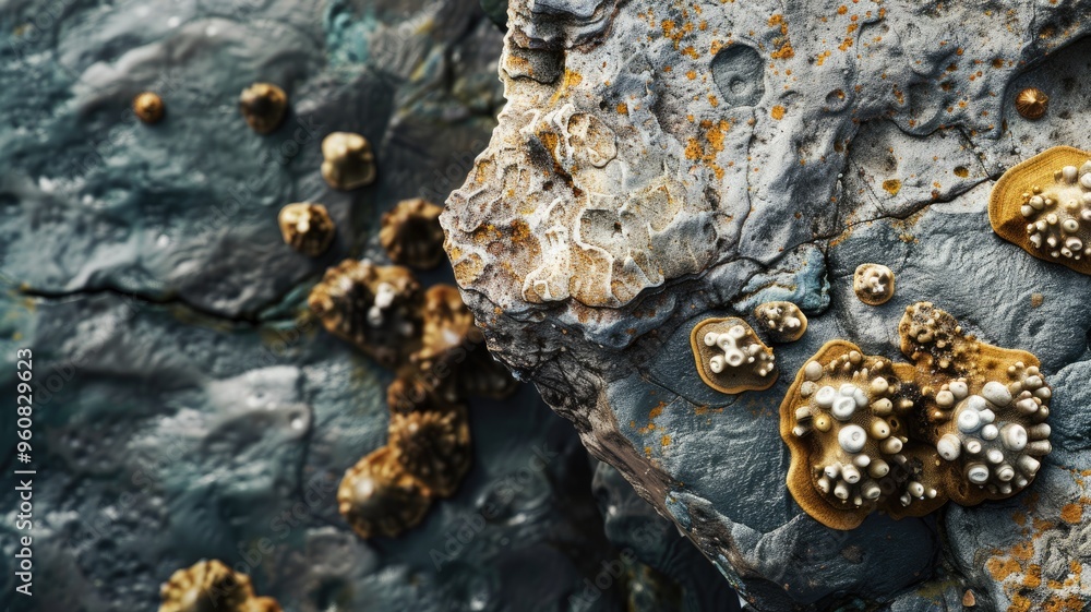 Poster close-up of natural mineral formations with intricate textures and patterns