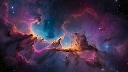 Fototapeta premium Space background wallpaper, endless galaxies and space clouds blue and purple themed