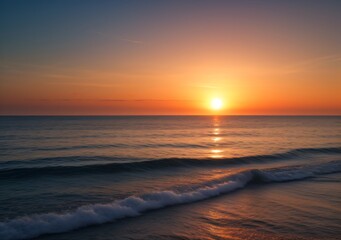 Sunset Over Calm Ocean Waves