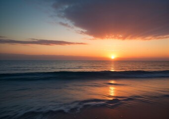 Sunset Over Calm Ocean Waves