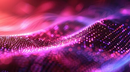 Parts of program code of abstract digital data technology concept background. Abstract technology colors hexagon wave with motion dots and lines.