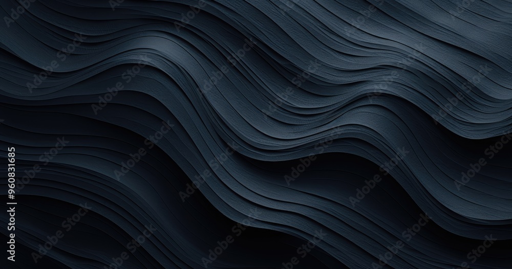 Aufkleber a dark, abstract wave pattern with smooth, flowing lines creating a sense of depth and movement.