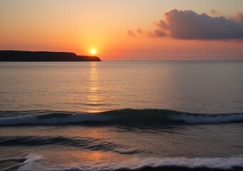 Sunset Over Calm Ocean Waves