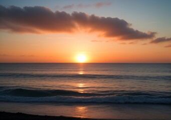 Obraz premium Sunset Over Calm Ocean Waves