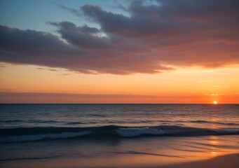 Sunset Over Calm Ocean Waves