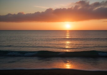 Obraz premium Sunset Over Calm Ocean Waves