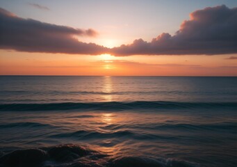 Sunset Over Calm Ocean Waves