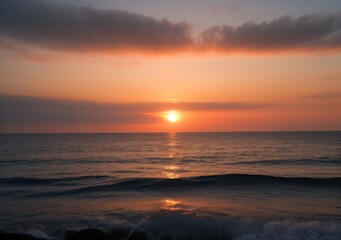 Obraz premium Sunset Over Calm Ocean Waves