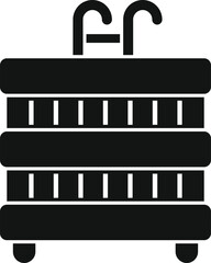 Simple vector icon of a modern jacuzzi with wooden paneling for spa and wellness