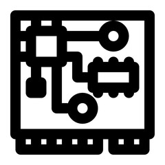 embedded system, integrated system, computer, microprocessor, information technology outline icon