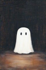 Halloween ghost, painting, poster, print, trendy cute cozy aesthetic