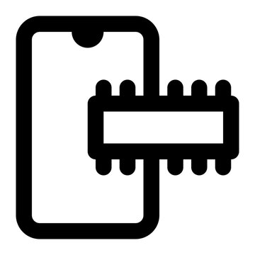 smartphone and chip black outline