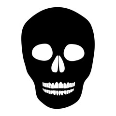 Black silhouette of human skull. Skull icon. Vector illustration isolated on white background for design , Halloween holiday