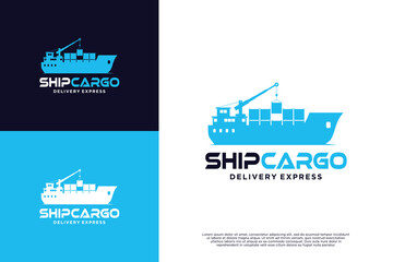 Logistic ship transportation logo design