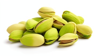 pistachio nuts on white background