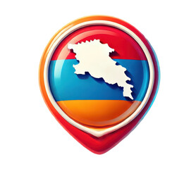 Fototapeta premium Armenia map pointer button featuring national colors
