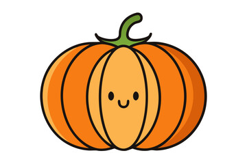 Pumpkin Line Art Illustration Cartoon Vector Icon for Autumn Decor