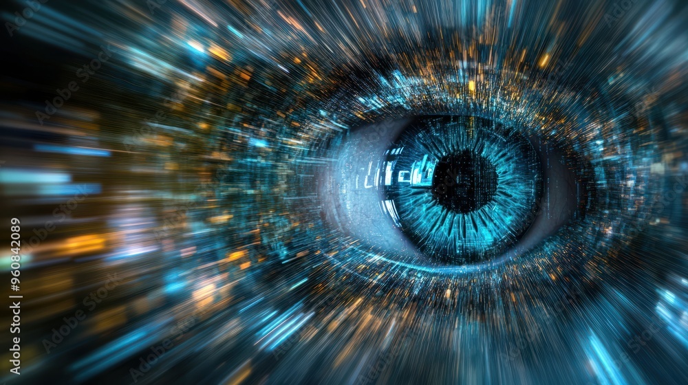 Poster blur is a concept that represents the future of technology in the field of cyber security with a bac