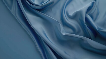 Obraz premium Elegant blue satin fabric with luxurious drapes and smooth texture