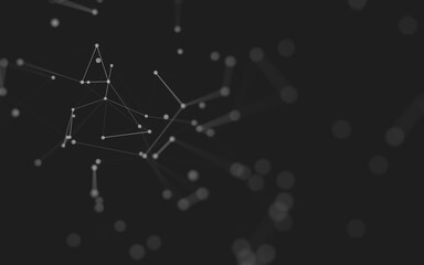 Abstract background. Molecules technology with polygonal shapes, connecting dots and lines. Connection structure. Big data visualization.