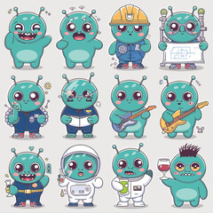 Obraz premium 2d vector illustration emoji emote for social media icon for fruits and animals cute character 