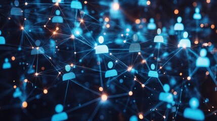 Obraz premium Concept of communication networks between people. Social media. Human resources.