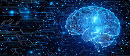 A computer generated image of a brain with a blue color