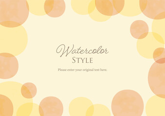 水彩水玉のおしゃれな背景フレーム4