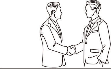 握手をするビジネスマン　ビジネス　人物　線画　手描き　シンプル　イラスト