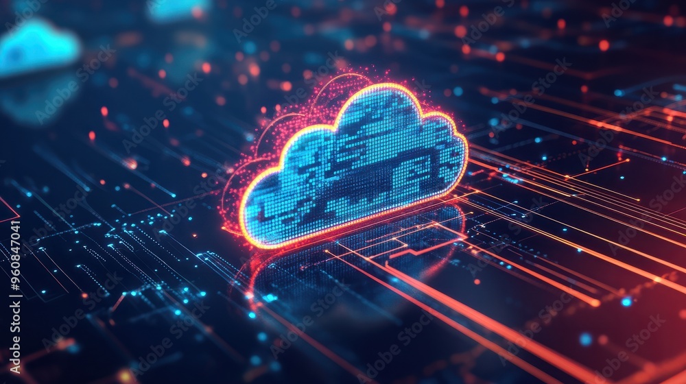 Poster technology networking and digital communication in business with cloud computing concept web storage