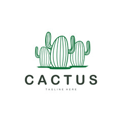 Green Plant Cactus Logo Design With Desert Plant Symbol Illustration Vector Icon Template