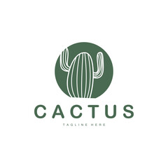 Green Plant Cactus Logo Design With Desert Plant Symbol Illustration Vector Icon Template