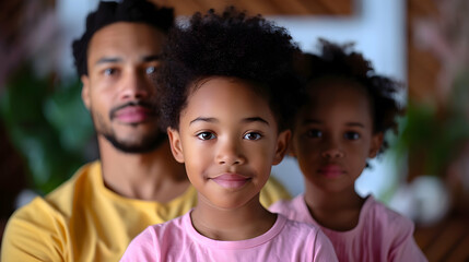 Happy African American Family Relaxing And Watchin