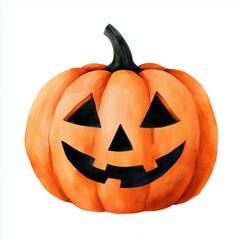 A single cute Halloween spooky pumpkin spice, watercolor illustration, clipart, isolated on pure white background