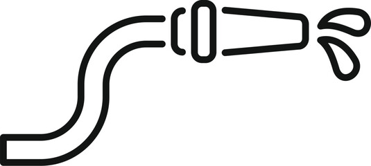 This simple vector icon represents a garden hose spraying water