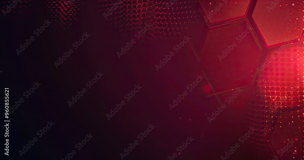 Poster a dynamic abstract background featuring hexagonal patterns and a gradient of red tones, suitable for