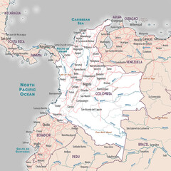 Fototapeta premium Outline map of Colombia coloring page