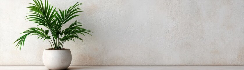 Fototapeta premium A stylish indoor plant in a minimalistic pot, enhancing modern decor with natural beauty and tranquility in a serene space.