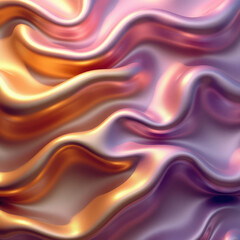 Background with 3d Gold Bright Wave and Purple Gradient Silk Fabric texture