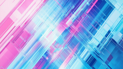 Naklejka premium Tło w odcieniach błękitu, mięty i różu tworzy fascynujący obraz w estetyce futurystycznej. Wzory przypominające zniekształcenia nadają całości cyberpunkowy klimat.
