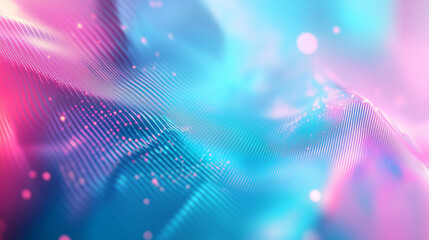 Fototapeta premium Tło w odcieniach błękitu, mięty i różu tworzy fascynujący obraz w estetyce futurystycznej. Wzory przypominające zniekształcenia nadają całości cyberpunkowy klimat.