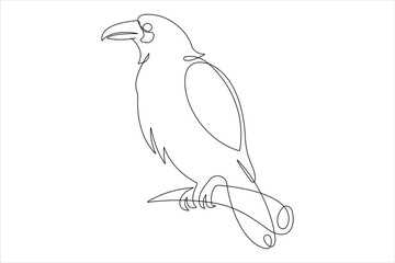 Crow design in one continuous line art drawing vector illustration
